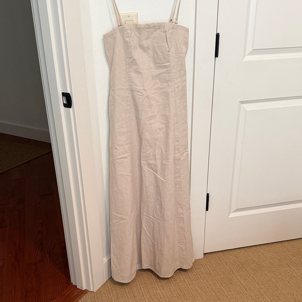 Abercrombie & Fitch Beige Linen Strap Jumpsuit